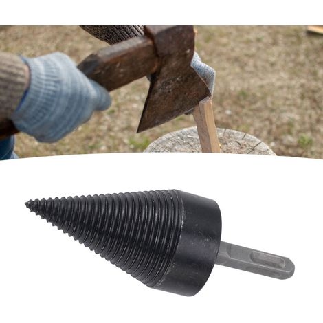 Broca para madera con motosierra, herramienta para partir troncos, cono divisor para taladro eléctrico, adaptador universal - 50 mm de diámetro - Incluye tres varillas de conexión -Crezuo