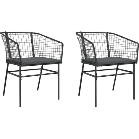 Maison Exclusive - Gartenstühle 2 Stk. mit Kissen Schwarz Poly Ra