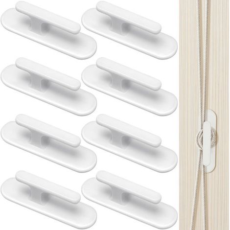 Ganchos para cordón de persiana sin taladrar, 8 piezas, enrolladores de cordón para cortinas para el hogar y la oficina - Blanco (1/5)