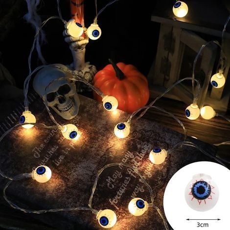 Guirlande lumineuse pour Halloween, boules d'oeil de crâne de citrouille, lanterne de fête de Festival fantôme, 1.5m 10lumières,boules d'oeil (1/5)