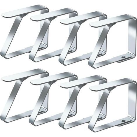 Lot de 8 pinces à nappe en acier inoxydable pour tables de 1 à 3 cm d'épaisseur (lot de 8, 4 cm) (1/4)
