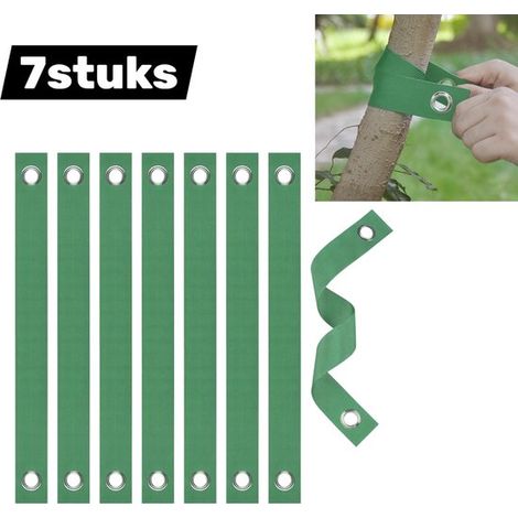 Lot de 7 sangles pour arbres – Supports d'arrimage pour jeunes plantations – Sangles coupe-vent pour pépinière et protection contre les intempéries – Vert (1/5)