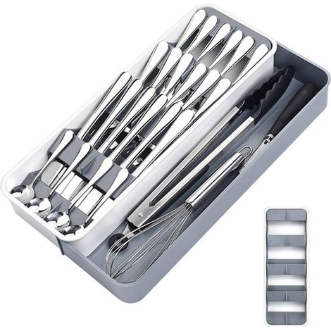 Erweiterbarer Besteckkasten mit 9 Fächern, 14-22,5 cm Breite (1/4)