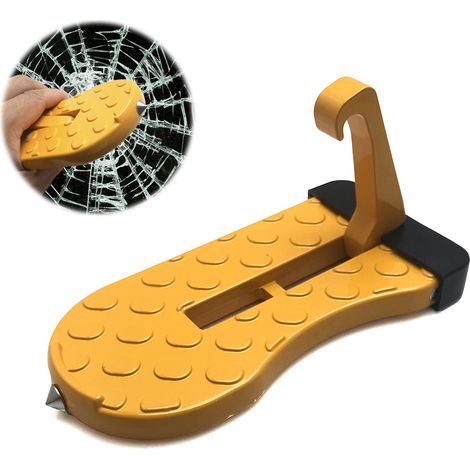 Pédale de porte de voiture, marchepied de toit, échelle à pédale, marteau de sécurité multifonction pliable et antidérapant pour véhicule portable (orange)