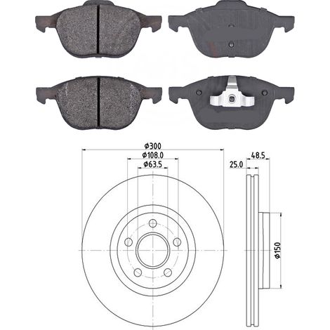 KIT FRENI ANTERIORI compatibile con FORD TOURNEO CONNECT/GR TOURNEO CONNECT V408 MPV/SPACE WAGON, TRANSIT CONNECT MPV/SPACE WAGON - DISCHI + PASTIGLIE OEM: FDB4319, FDB4416 / 0,336273148148148 /SOSTIT (1/5)