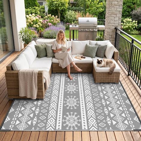 Tapis Exterieur Resistant Pluie, Grand Tapis d'extérieur 120 x 180 cm Reversible (1/5)