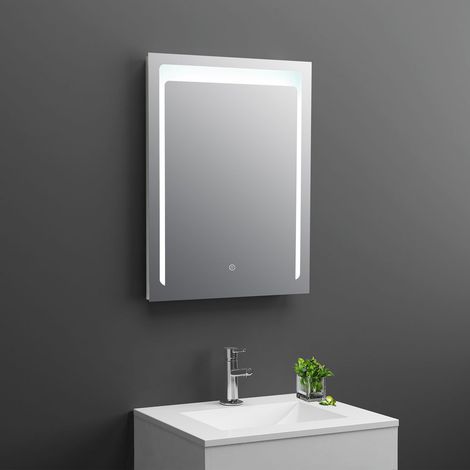 Hudson Reed Carina LED Touch Sensor Rectangular Bathroom Mirror 700mm H x 500mm W (1/5)