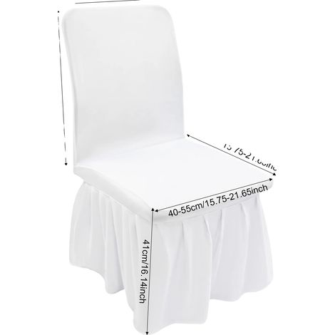 Fundas para sillas, diseño con volantes, lavables a máquina, color blanco. (1/2)