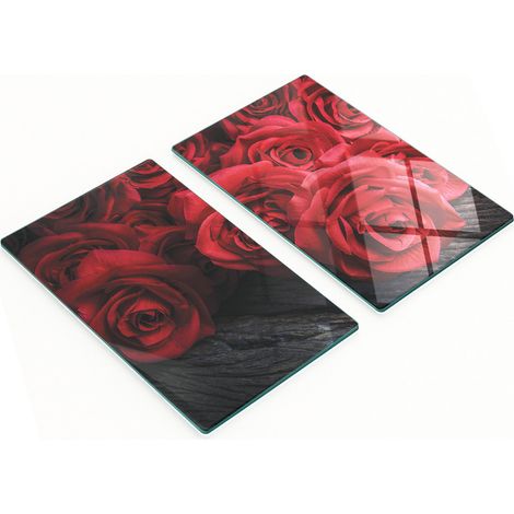 Tablas decorativas de cristal para cortar y servir, dise帽o de ramo de flores y rosas, 2x30x52 cm.