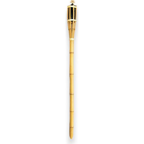 Torcia in bamboo antizanzare da infilare nel terreno con serbatoio in metallo per esterno - 120 cm