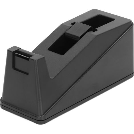 Grand coupe-ruban adhésif de bureau noir, lame antidérapante en acier inoxydable antirouille et porte-ruban (1/5)