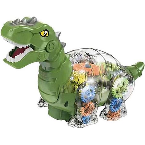 Voiture dinosaure électrique transparente à engrenages avec lumières et musique, jouet dinosaure lumineux clignotant pour enfants garçons et filles (1/5)