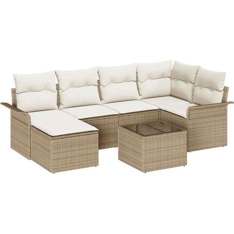 Maison Exclusive - Gartensofa-set mit Speicher 7 pcs Beige Poly-R