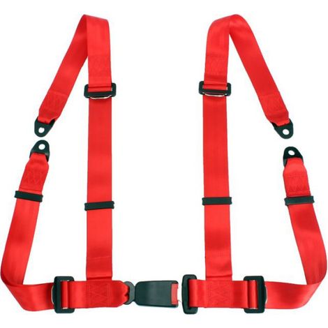 Harnais universel ceinture sécurité voiture 4 points rouge (1/4)