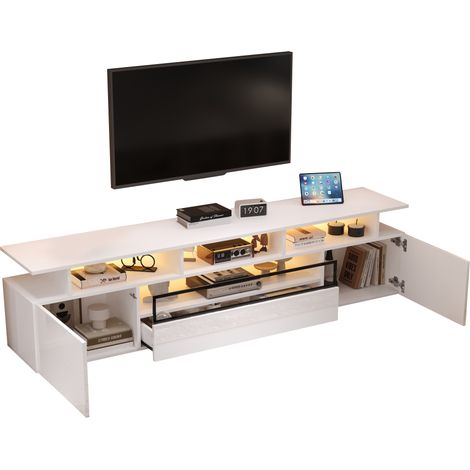 CHICFURN Mobile TV 180x38x45 cm bianco lucido con LED, contenitori per ampio soggiorno (1/5)