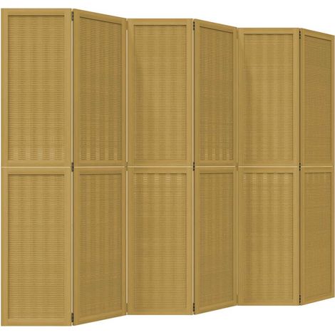 Room Divider 6 Panels Brown Solid Wood Paulownia vidaXL