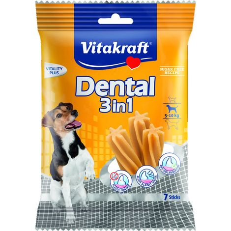 Vitakraft Dental 3in1 - Zahnpflege-Snack für Hunde von 5-10 kg - 12x 7 Sticks