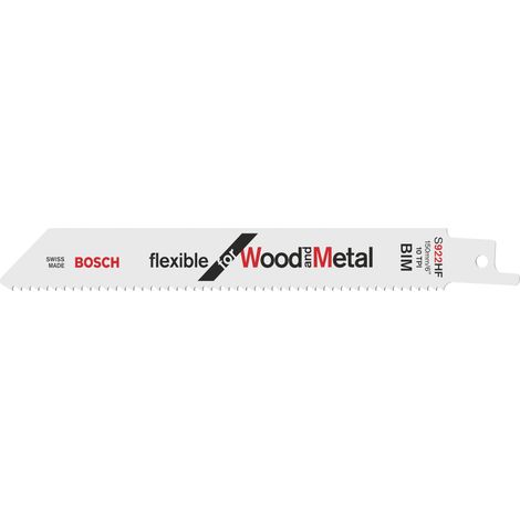 Lama Bosch S 922 HF, flessibile per legno e metallo, confezione da 100 pz.