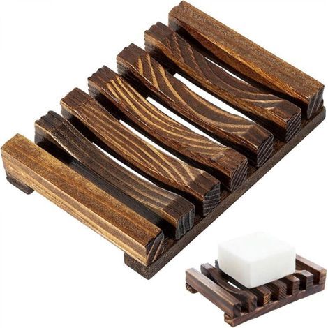 x wooden soap dish, handcrafted soap holder, soap drying rack for use in bathrooms, kitchens, etc. Can be placed on either side (11.5 cm x 8 cm) (1/4)