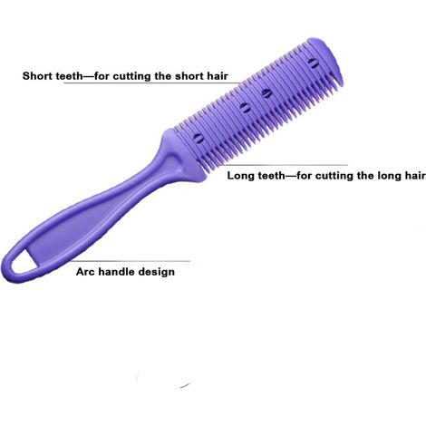 Peigne coupe-cheveux double face 3 pièces avec 10 lames inox, rasoir à cheveux pour coiffure homme et femme, coupe précise à domicile ou salon. (1/5)