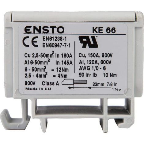 Connettore per guida DIN a 1 polo e 2 fili, 2,5-50 mm², grigio, KE66