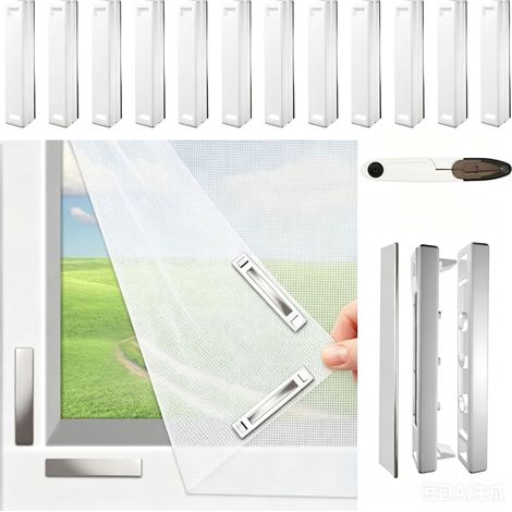 White magnetic mosquito net, 150 x 130 cm, with 12 pairs of magnets. A smart choice for indoor use. (1/5)