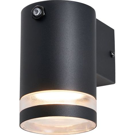 Litecraft Gino Up or Down Outdoor IP44 Black Wall Light With Photocell Sensor (1/5)
