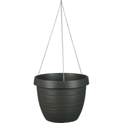 Scheurich Country Star 30, Hängeampel/Hängetopf, rund, aus Kunststoff Farbe: Metallic Grey, 29 cm Durchmesser, 22,4 cm hoch, 8,5 l Vol. (1/4)