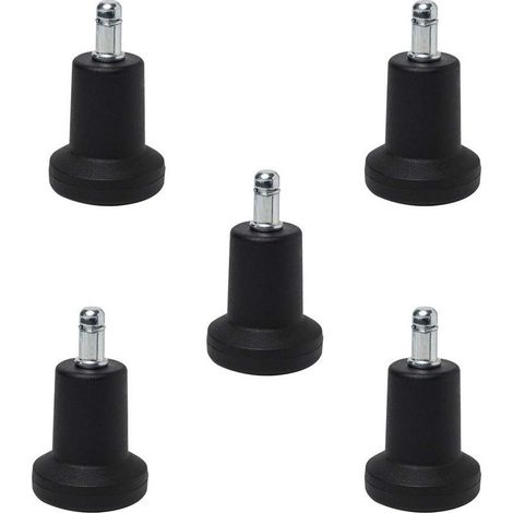 Lot de 5 roulettes pivotantes de rechange pour chaise ou tabouret de bureau, transformables facilement en pieds fixes pour protéger les sols en bois ou en parquet. (1/5)