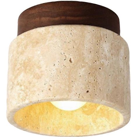 Plafonnier en bois style Wabi-Sabi japonais E27 à trois couleurs et variateur pour cuisine, couloir, salon B (1/4)