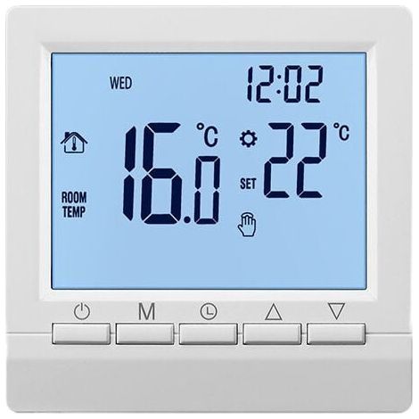 Thermostat mural intelligent avec écran LCD pour chauffage au sol-Rétroéclairage bleu-éclairage blanc (1/3)