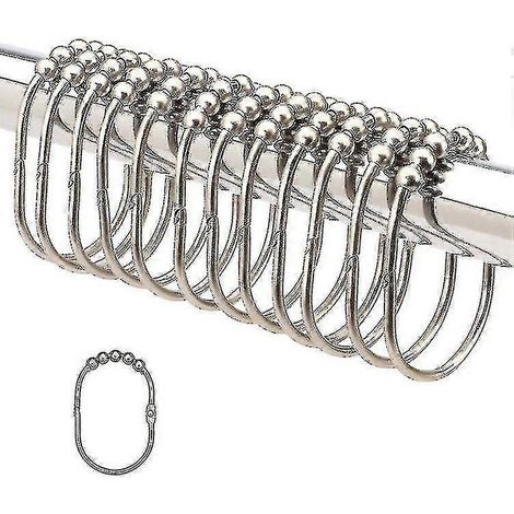 Ensemble de 12 anneaux de rideau de douche larges en acier inoxydable (couleur nickel brillant) (1/4)