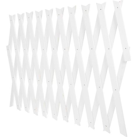 Treillis pour Plantes Grimpantes Bois Extensible – Fixation Murale Intérieure et Extérieure – Panneau H44 Blanc Télescopique – Clôture de Jardin Réglable Adaptable (1/5)