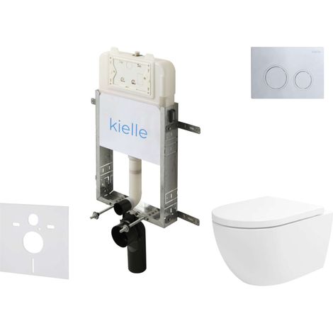 kielle Genesis New - Set Vorwandinstallation, WC Oudee, Vortex Rimless+, Softclose-Sitz und Betätigungsplatte Gemini New II, Hochglanzchrom 30528SZ23 (1/5)