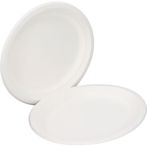 Lot de 100 assiettes ovales jetables de 32 cm (12,5 pouces) compostables pour aliments chauds et froids (1/5)