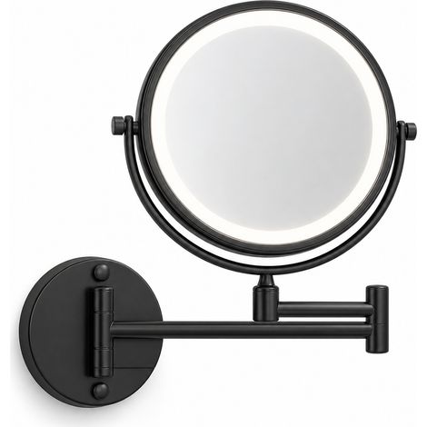 Foldable LED Wall-Mounted Magnifying Makeup Mirror Black 15 cm (1/5)