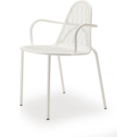 Chaise de jardin, Lot de deux fauteuils indoor / outdoor Malvasia Blanc en Metal, Scab design (1/5)