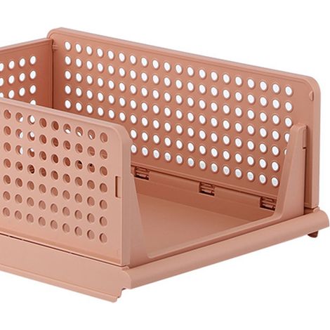 Faltbarer Kleiderschrank mit Schubladen, Regaleinsätzen, Kleiderkorb, rosa Deckel, fürs Schlafzimmer, stapelbar (1/3)