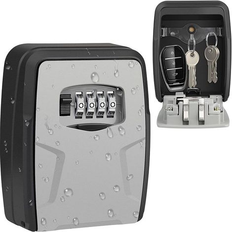 Boîte à Clé , Key Lock Box avec Code à 4 Chiffres , Extérieur Étanche Métal Boîte à Clé Sécurisée , Combinaison Clés Stockage Boîte de Verrouillage , pour Maison Garage à L'école (Gris) (1/5)
