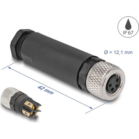 Delock M8 Conector codificado A de 4 pines hembra para montaje con conexiÃ³n por tornillo