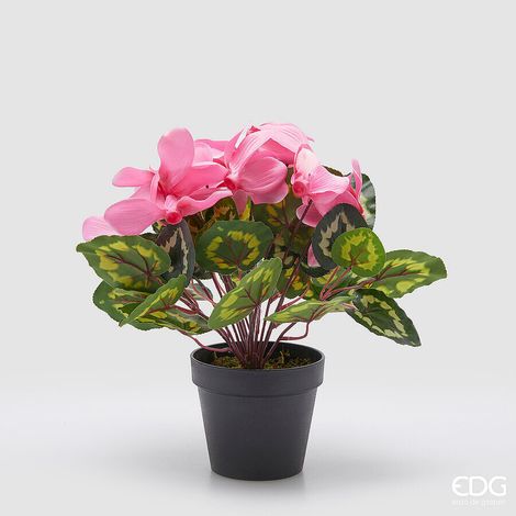 EDG Enzo De Gasperi Pianta Artificiale Ciclamino con Foglie e Vaso H 32 Cm Pink – Pianta Decorativa Realistica Design Moderno