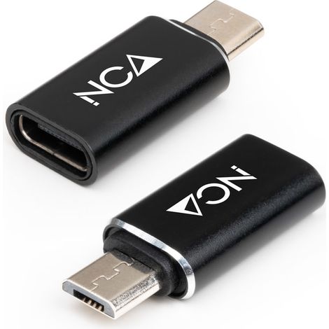 10.02.0014 Adaptateur Nanocable Micro USB vers USB-C (Noir)