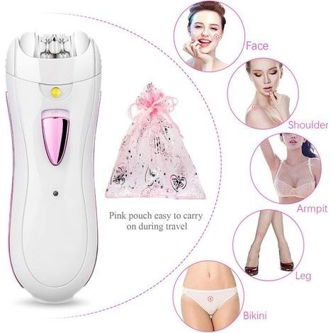 Épilateur électrique femme visage et maillot sans fil rechargeable – Lumière LED pour poils fins – Compact et portable avec pochette – (1/5)