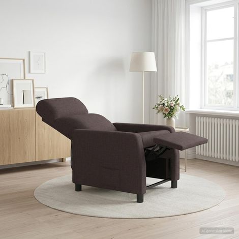 vidaXL Recliner Marrón Oscuro Tela (1/5)