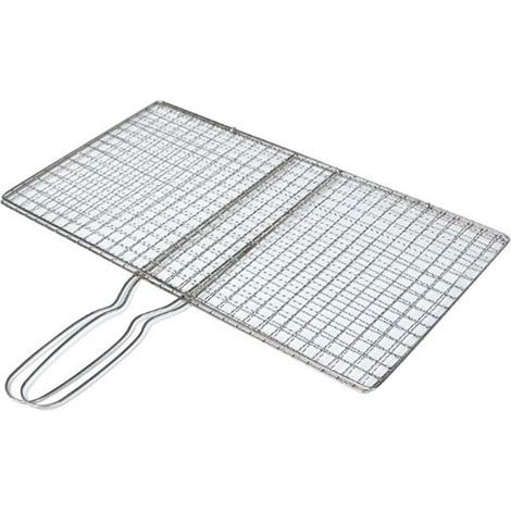 (Silberner) Grillkorb 19 x 35 cm – Edelstahl – Holzgriff – Leicht zu reinigen (1/4)