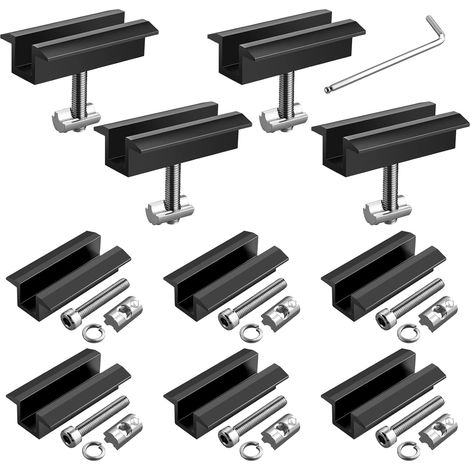10 Pinces Centrales Solaires, Aluminium Anodisé, M8, Pour Modules 30-42mm, Toits Et Caravanes
