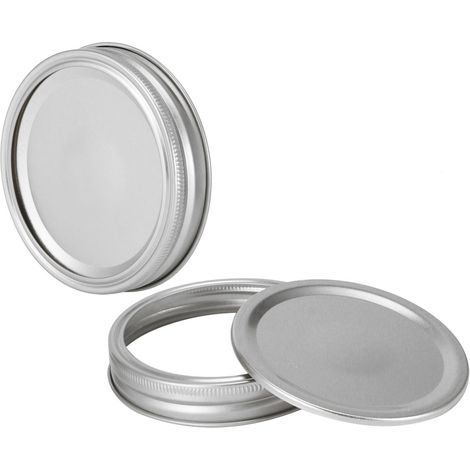 Couvercles ronds pour bocaux en verre à fermeture hermétique, accessoires de cuisine (10 anneaux circulaires argentés de 70 mm + couvercle). (1/5)