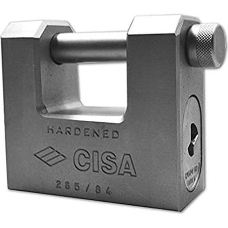 LUCCHETTO ANTISCASSO CORAZZATO ACCIAIO CARBONITRUTURATO 2 CHIAVI 84mm CATENACCIO