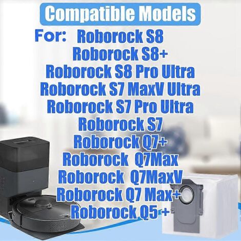 NALOOKAMIC Sacs à poussière pour aspirateurs robots Roborock Q5, Q5+, Q7, Q7+, Q7 Max, Q7 Max+, Q8 Max+, S7 MaxV Ultra, S8+, S8 Pro Ultra et pièces détachées.