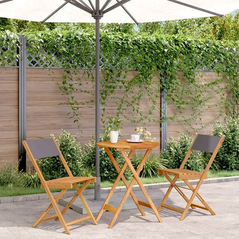 Teenpull – 3-tlg. Bistro-Set Anthrazit Stoff und Massivholz (1/5)